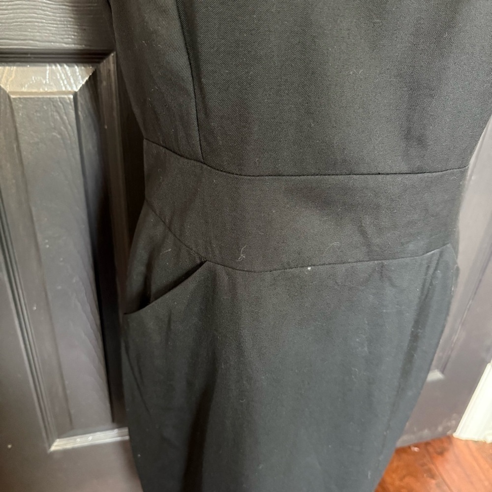 J. Crew Suiting Black Sleeveless Sheath Dress Crew Neck Midi Size 10 - Picture 3 of 10